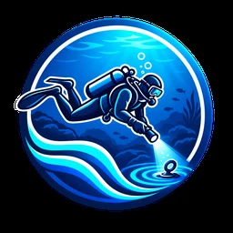 Tauchwelt Symbol – Taucher bei Unterwasser-Suche
